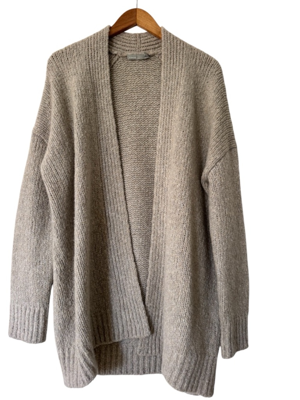 Vince Shawl-neck wool and cashmere-blend cardigan in a neutral gray tone